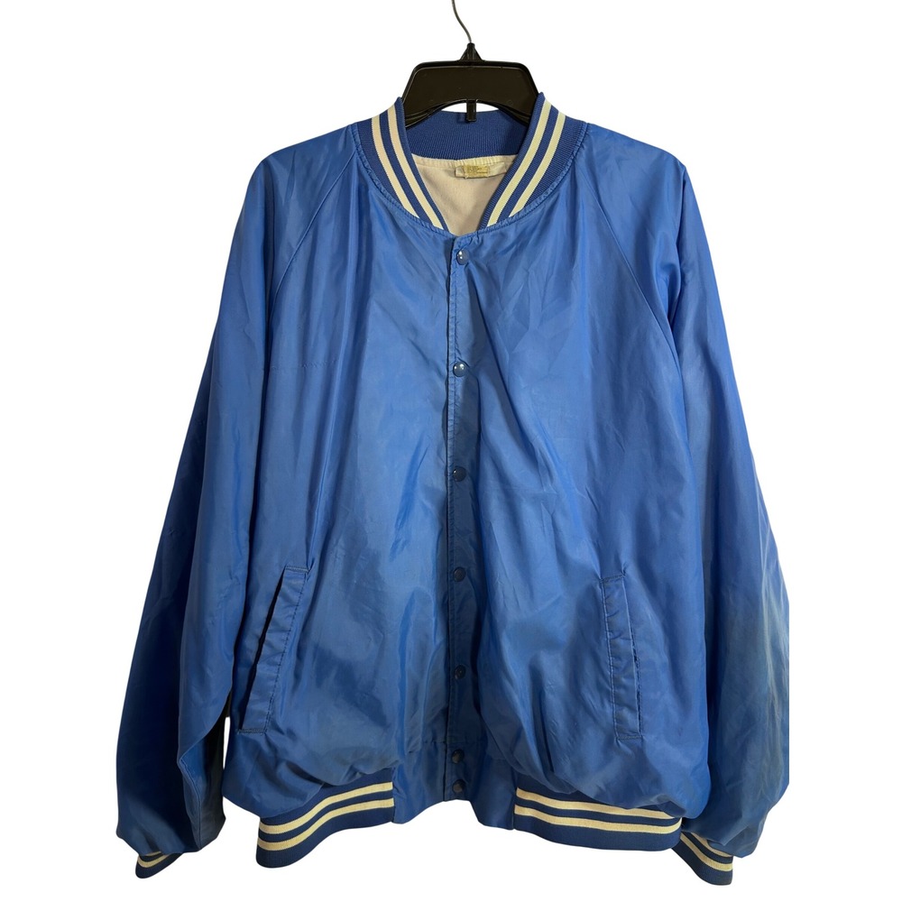 Hartwell Bomber Jacket XL Blue Vintage Nylon Snap Front Varsity Mens